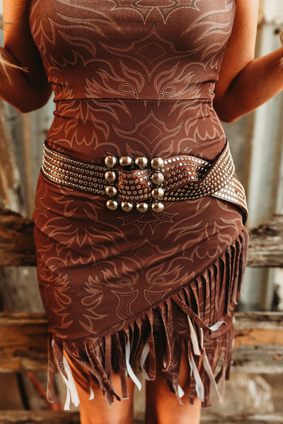 The Studded Brown Leather Belt